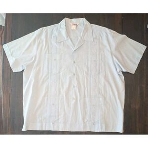 Romani Collection Guayabera Light Blue 2x Button Up Men's Short Sleeve Shirt